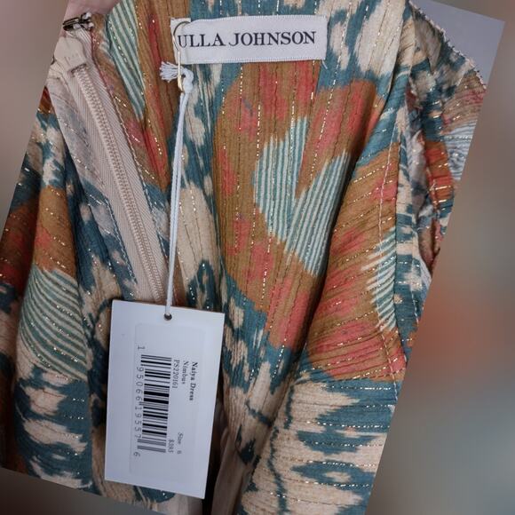 ULLA JOHNSON Naiya Dress Metallic Ruffle Mini Size 6 - Picture 6 of 16